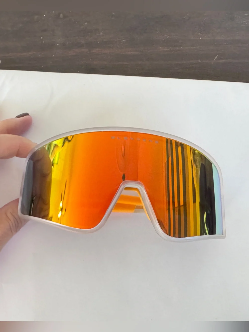 Blenders Eyewear White Frame Sunglasses with Orange Mirror Lens
